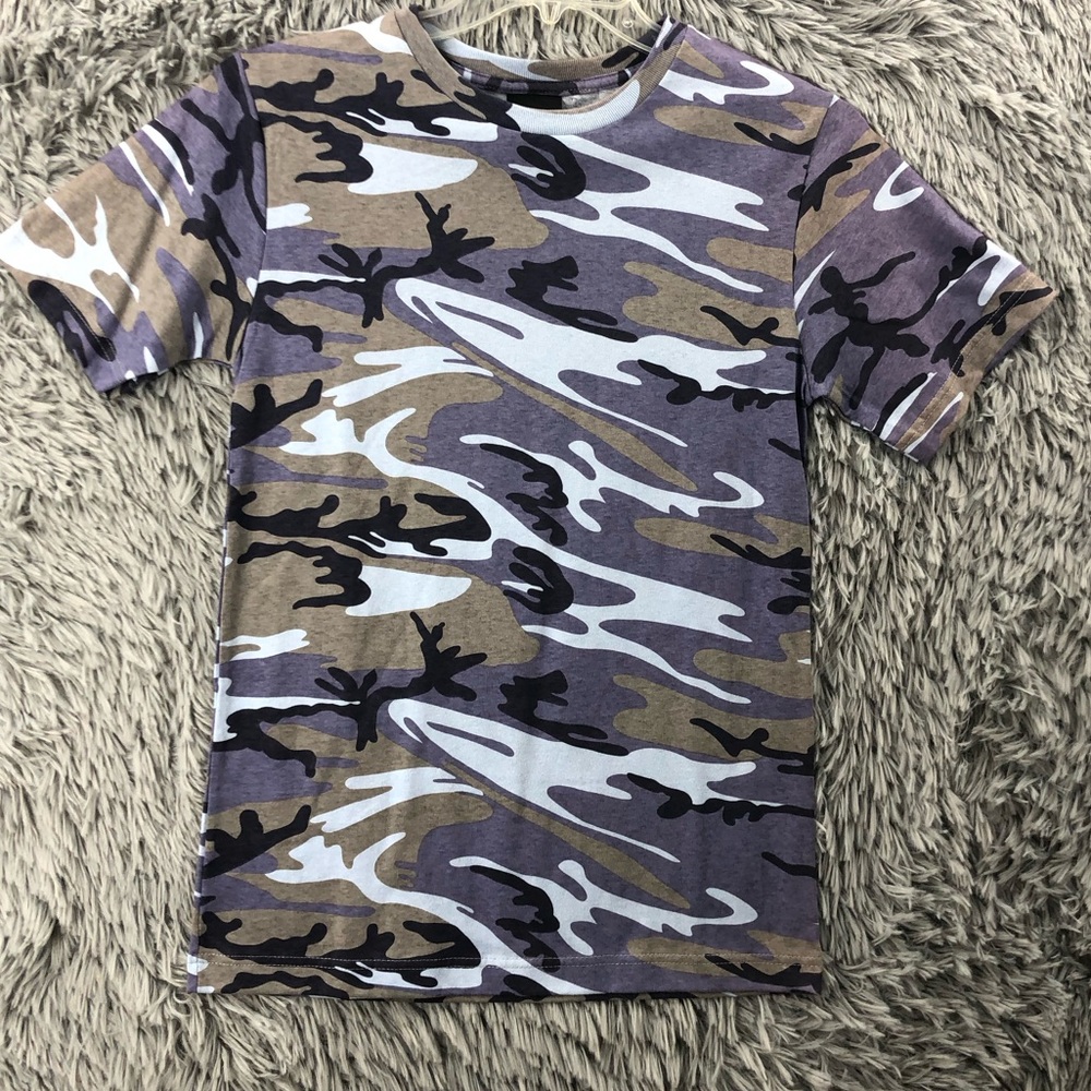 Adidas Tshirt Mens Small Camouflage Blue Gray Short Sleeve Shirt